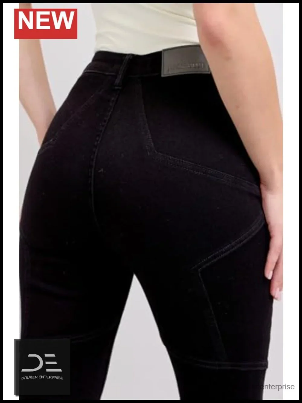 High-Waist Flare Jeans Stretch Denim Star Seam Detail Women's Size 30 NEW